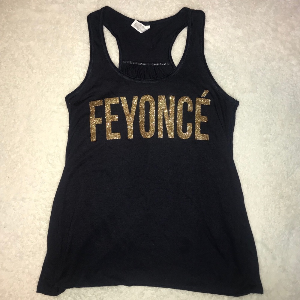 Navy and Gold Glitter Feyoncé Racerback Flowy Tank